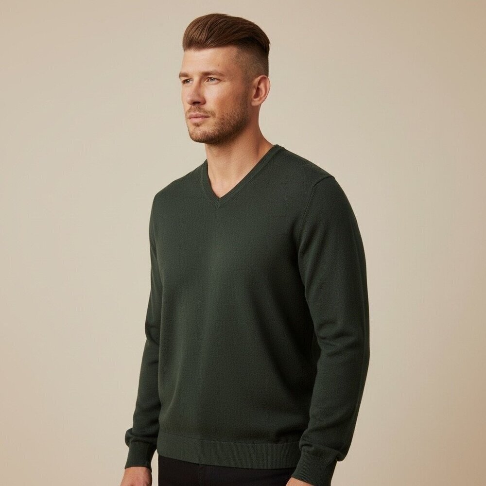 J.Crew Dark Green Merino Wool V-Neck Sweater Size XXL